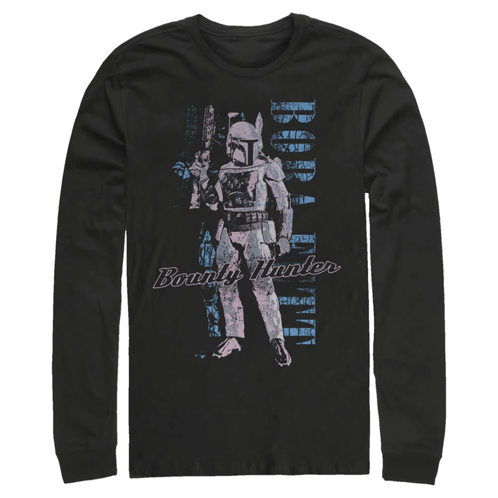 STAR WARS Maglietta a maniche lunghe da uomo Boba Distressed