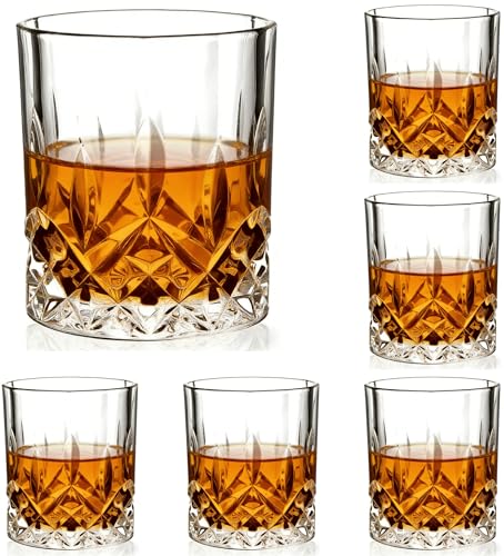 Image of Premium Crystal Whiskey Glasses Set of 6 Large Lead-Free Crystal Glass Tasting Cups Scotch Glasses Tumblers for Drinking Irish Whisky Bourbon Tequila (Small Oxford, 6 * 7.8oz)