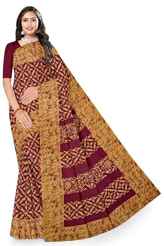 Image of TAMAIRA FASHION Mulmul Pure Cotton Saree For Woman Batik Printed |Office Wear Daily Wear Sarees For Women Without Blouse Piece(Available in 10 Colours)