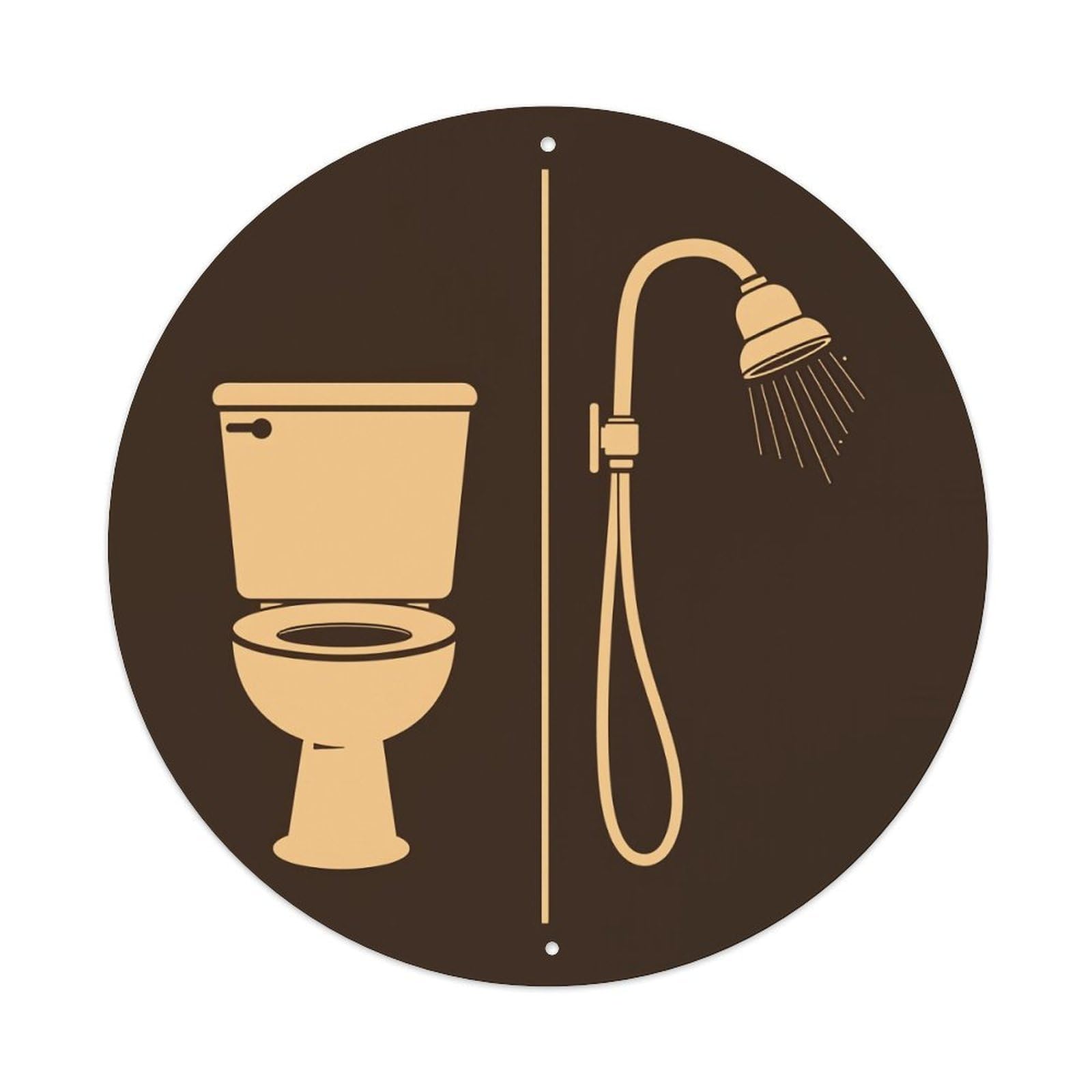 Toilet And Shower Icon Design Vintage Metal Tin Sign Retro Wall Decor for Home Bar Garage Cafe, Indoor & Outdoor Decorative，circle Metal Poster, 8x8 Inch