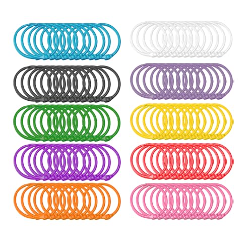 Wenrescry Lot de 100 Anneau reliure, anneaux de classeur en métal de 30 mm - Multicolore - Pour scrapbooking, album photo, album et rangement mémo