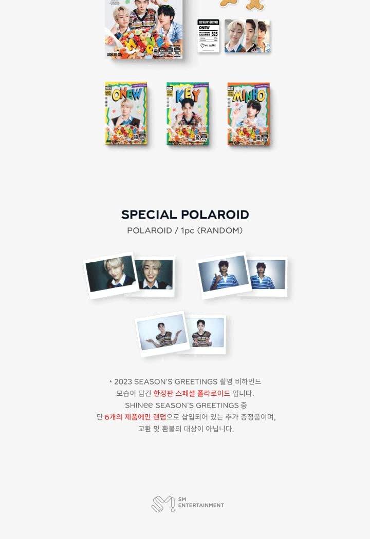 SM Ent 2023 Season's Greetings Package+Desk calendar+Hardcover diary+Envelope+Postcard+Folding poster on pack+Sticker+Mini Brochure+Clear photocard+Photocard+Photo sticker+Tracking (SHINee)
