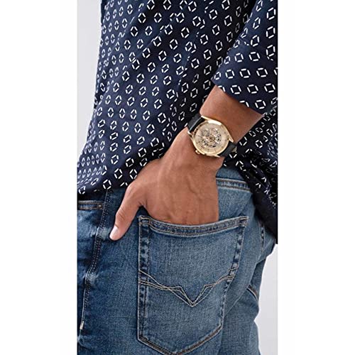 GUESS Leather Analog Gold Dial Men Watch-Wgusgw0389G2, Black Band - Image 5