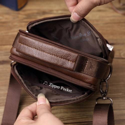 Leather Shoulder Bag Small Messenger Pack Handbag Purse Sling Satchel Formal Travel Business Model 4-Black4