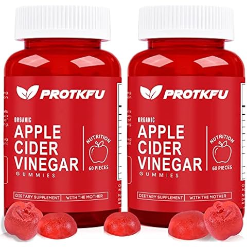 ProTKFU Apple Cider Vinegar Gummies, 120 Count Max Strength 1000mg ACV Gummies with Vitamin B12 & B6 Gummies, for Metabolism, Digestion, Detox, Gut & Immune Health, Vegan & Non-GMO, Gelatin-Free Cover