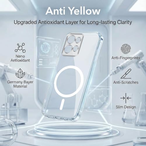 Image of Jkobi Lifetime Anti-Yellow MagSafe Compatible Clear Back Cover Case for Motorola Moto Edge 50 5G (Sleek Hard Crystal | Shockproof and Camera Protection)