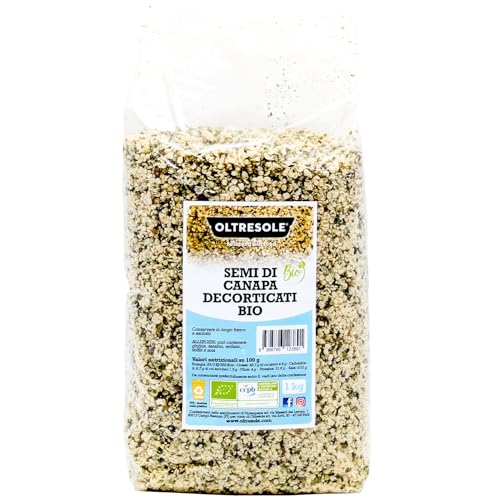 Oltresole, Semillas De Cáñamo Peladas Ecológicas 1 Kg, Semillas Oleaginosas Europeas Crudas, Superalimento, Ricas En Proteínas, Fibra Y Omega 3, Ideales Para Ensaladas Y Sopas