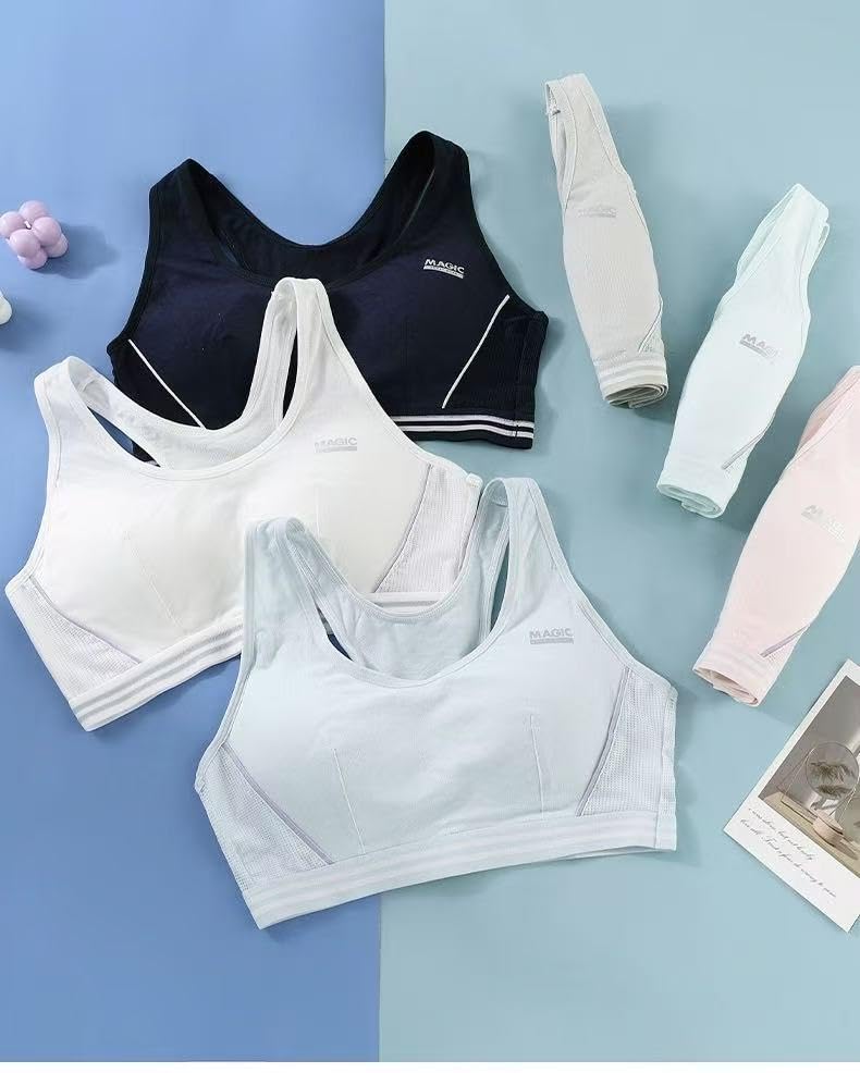Girl Seamless Training Bras for Girls 10-12, Racerback Teen Bra Soft Light Sports Bra 10-18 with Fixed Padding3