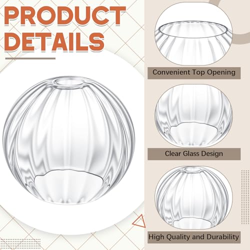 2 Pack Clear Glass Globe Lamp Shade Replacement, 1.65 Inch Fitter Opening by Retisee - Used condition - Image 3