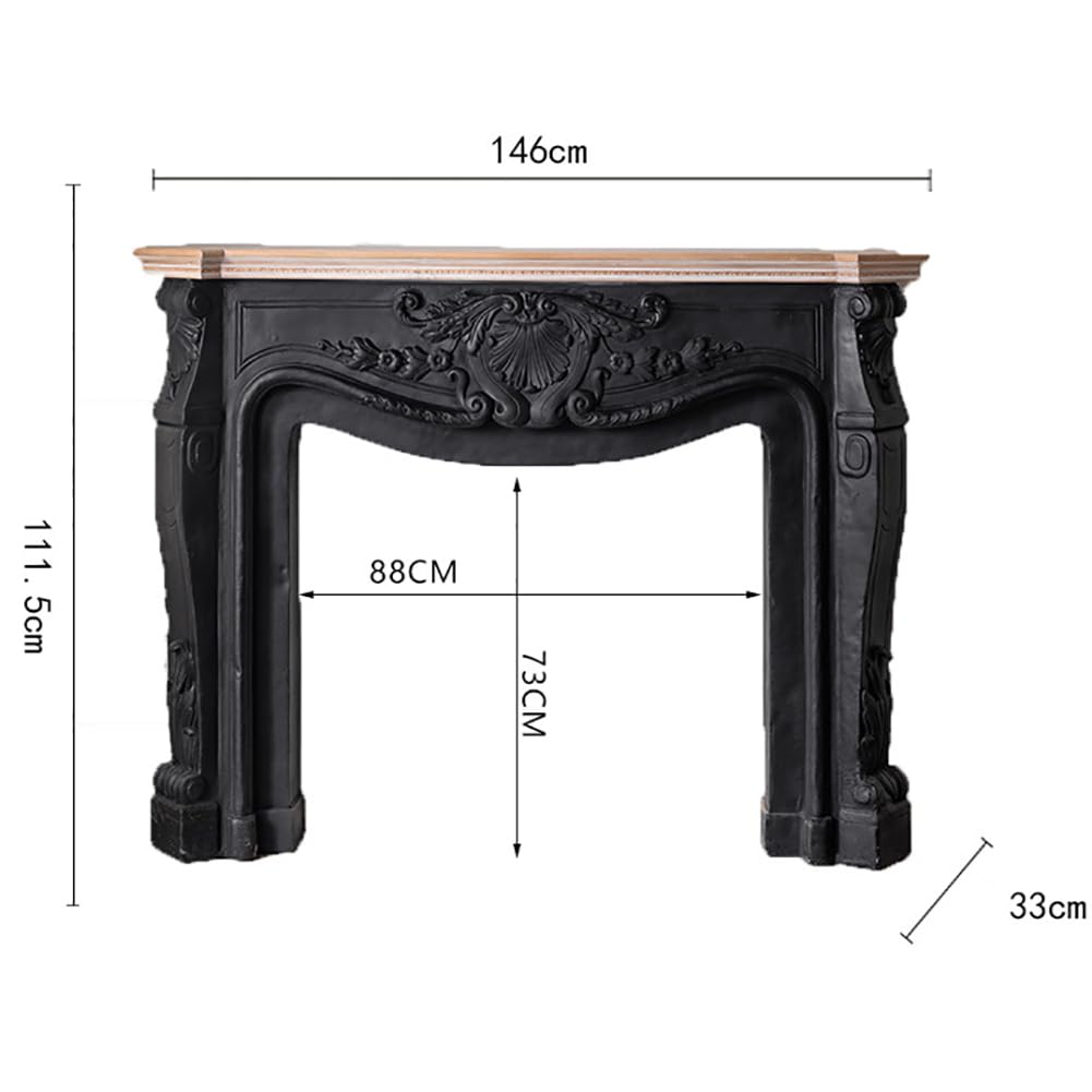 Cornice per Camino, Cornice Decorativa per Camino in Legno, Camino Decorativo Classico retrò, Decorazione Interna per Camino, Adatta per Soggiorno, Idee per La Casa, Bianco/Nero,A