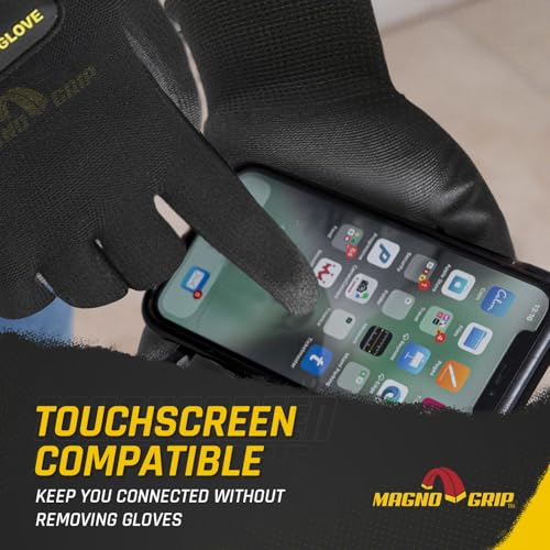 MagnoGrip 2 pares de luvas de trabalho revestidas de poliuretano com armazenamento magnético removív