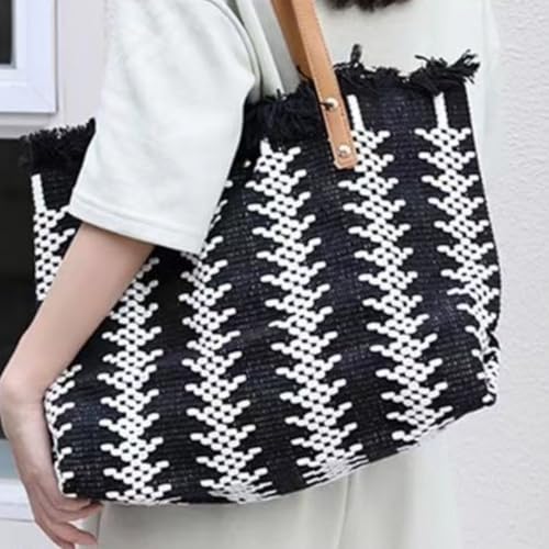 Hobo Bag for Women,Color-Block Beach Shoulder Bag with Magnetic Closure,Reusable Shopping Tote for Vacation Outings3