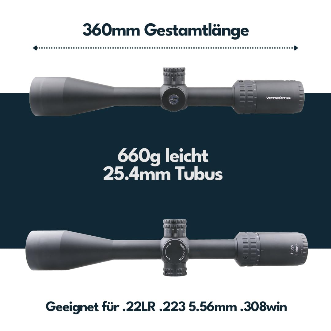 Vector Hugo Lunette de visée 6-24 x 50 SFP Side Focus BDC Non IR – Supports Weaver gratuits