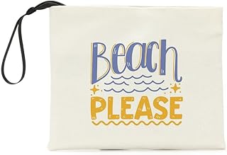 Beach Bags Beach Essentials for Vacation Make Up Bag Cosmetic Bag Beach Gifts for Beach Lover Beach Theme Decor Beach Essentials for Vacation Beach Purse Beach Trip Must Haves, White82, 10 inches x 7 inches