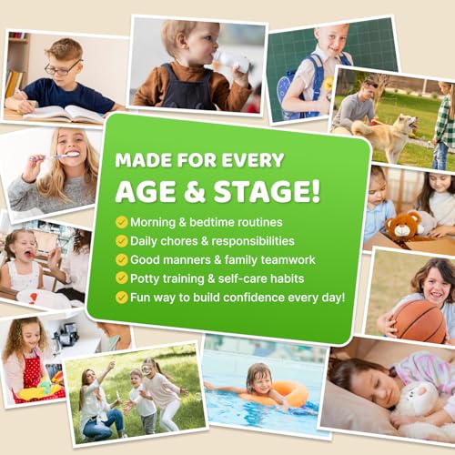 Image of 3 in 1 Upgraded Slider Bedtime /Morning /Weekly Routine Chart for Kids, Magnetic Chore Chart for Kids with Cute Chore Stickers, Cute Visual Schedule for Kid