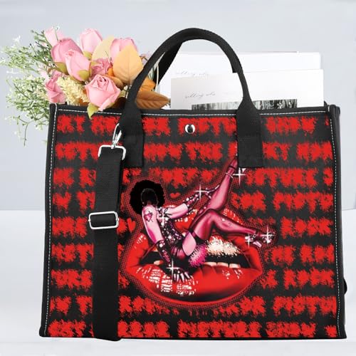 TOBGBE Horror Picture Movie Gifts R Horror Show Large Tote Bag R Horror Picture Show Lips Inspired Crossbody Tote for Fans2