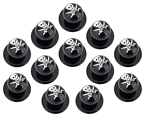 DESERMO 12er Set Kugelknöpfe Totenkopf für Kochjacken | Hochwertige Kochjackenknöpfe für alle Kugelknopf-Kochjacken | Profi Kochknöpfe (Totenkopf)