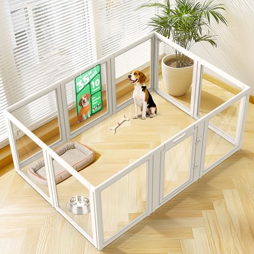 Image of FXW AuraSpace Acrylic Indoor Dog Playpen for Medium Dogs, 35 Inch, 10 Panels, White