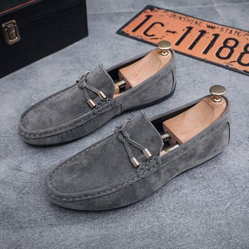Men's Suede Leather Moccasins Penny Loafers Casual Round Toe Slip On Gommino Flat Driving Shoes Lightweight Comfort Dress Boat Shoes3