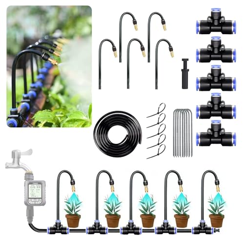 SKD 水やりセット ノズルセット クイック式 延長用 5m ホース 噴水 噴霧 ミスト 点滴 散水 自動水やり器用 クイックシリーズ (万能調整ミストノズルセット)