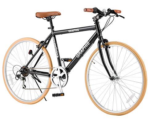 GRAPHISGR-001 クロスバイク 26インチ 6段変速 可動式ステム ブラック/クリーム