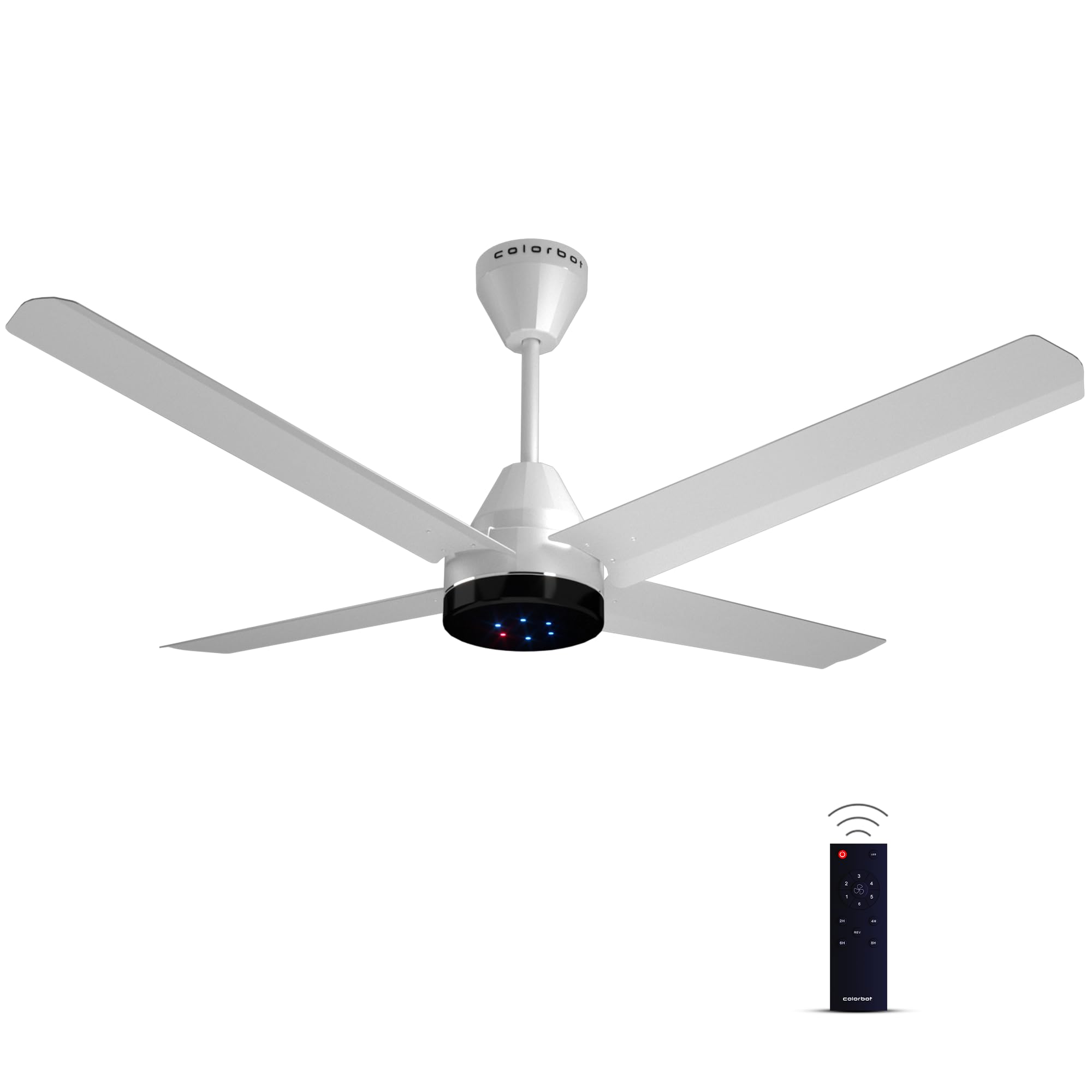 Colorbot Stella Quad 4 Blade BLDC Ceiling Fans 1200mm | BEE 5 Star Rated | Save up to 65% | Remote Control (Boost, Timer, LED, Reverse Mode) | 100% Copper Winding | 4 Years Warranty (Arctic White)
