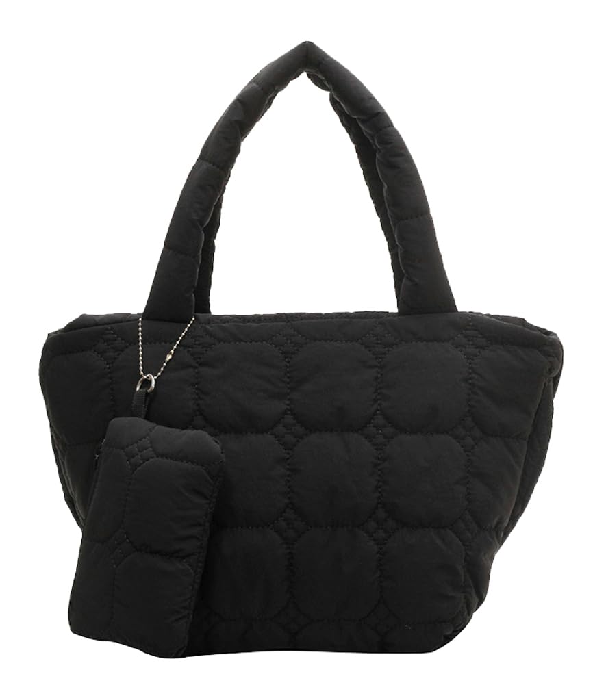 Puffer Tote Bag for Women Quilted Hobo Bag with Small Pouch Tote Bag Puffer Handbag Puffy Cloud Bag