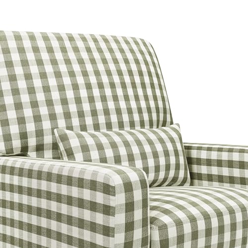 Image of Namesake Crawford Glider Recliner, Green Gingham | 360 Swivel Ultra Cozy Glider Rocker for Feeding & Relaxing w / Lumbar Pillow - GREENGUARD Certified - For Nursery /Living Room