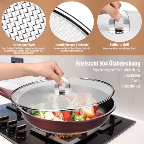 Miniatura 4 de Hatanse 3 Piezas Tapa Antisalpicaduras Cocina Pantalla Antisalpicaduras De Acero Inoxidable Protector Salpicaduras 33cm 29cm 25cm