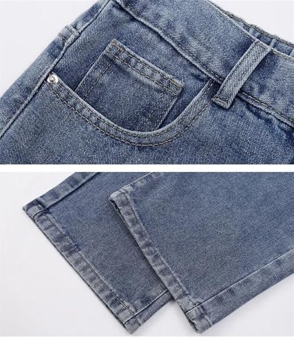 Mens Jeans Long Classic Straight Denim Wide-Leg Pants Solid Colors Vintage Business Casual Pants4