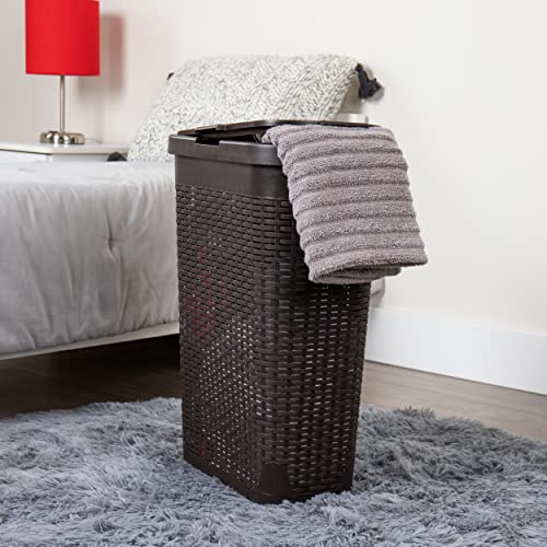Mind Reader 40 Liter Slim Laundry Basket, Laundry Hamper With Cutout Handles, Washing Bin, Dirty Clothes Storage, Bathroom, Bedroom, Closet, Brown #TOP1