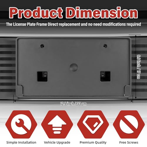 Image of License Plate Bracket Accessories for RAM 2500 3500 4500 5500 2019 2020 2021 2022 2023 2024 2025, Front Bumper License Plate Holder Replacement Frame Black Mount