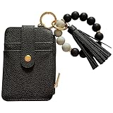 YLUEAWP Silicone Wristlet Bracelet Wallet, RFID Blocking Credit Card Holder with ID Window, Key Ring Tassel, Waterproof Keychain Purse for Women
