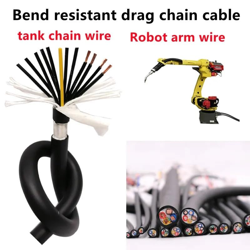 1m CNC 耐屈曲性牽引索ケーブル 18-26AWG 10-40芯 純銅 高柔軟性 ロボットアームワイヤー(14 cores,20