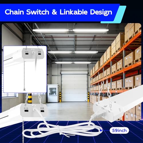 Image of hykolity 4FT LED Shop Light with Reflector,5500LM,3 Power Level&3CCT | 4000 /5000 /6500K Tunable,25 /34 /42W Switchable,Hanging or Surface Mount 4 foot Led Shop Light for Garage,Workshop,2 Pack