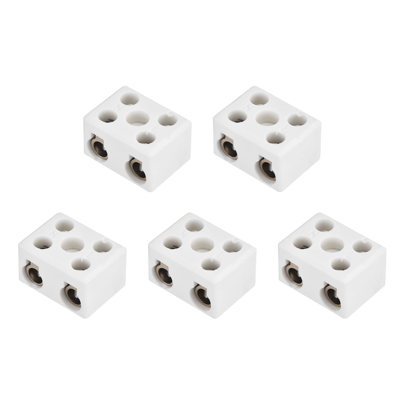 MECCANIXITY Lot de 5 borniers en céramique à 2 voies, connecteurs électriques en porcelaine haute température avec conducteurs en cuivre pour câble électrique 10 AWG-4 AWG, 41,1 x 30,2 x 25,85 mm