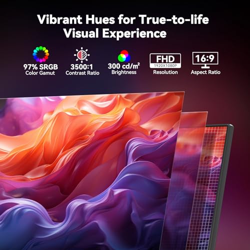 Image of Great voell 24.5 Inch Gaming Monitor 200Hz FHD (1920x1080) Computer Monitor Built-in Speakers, VA Panel, FreeSync, HDR10, 99% sRGB, FreeSync, HDMI&DP, Design VESA (75 x 75mm)