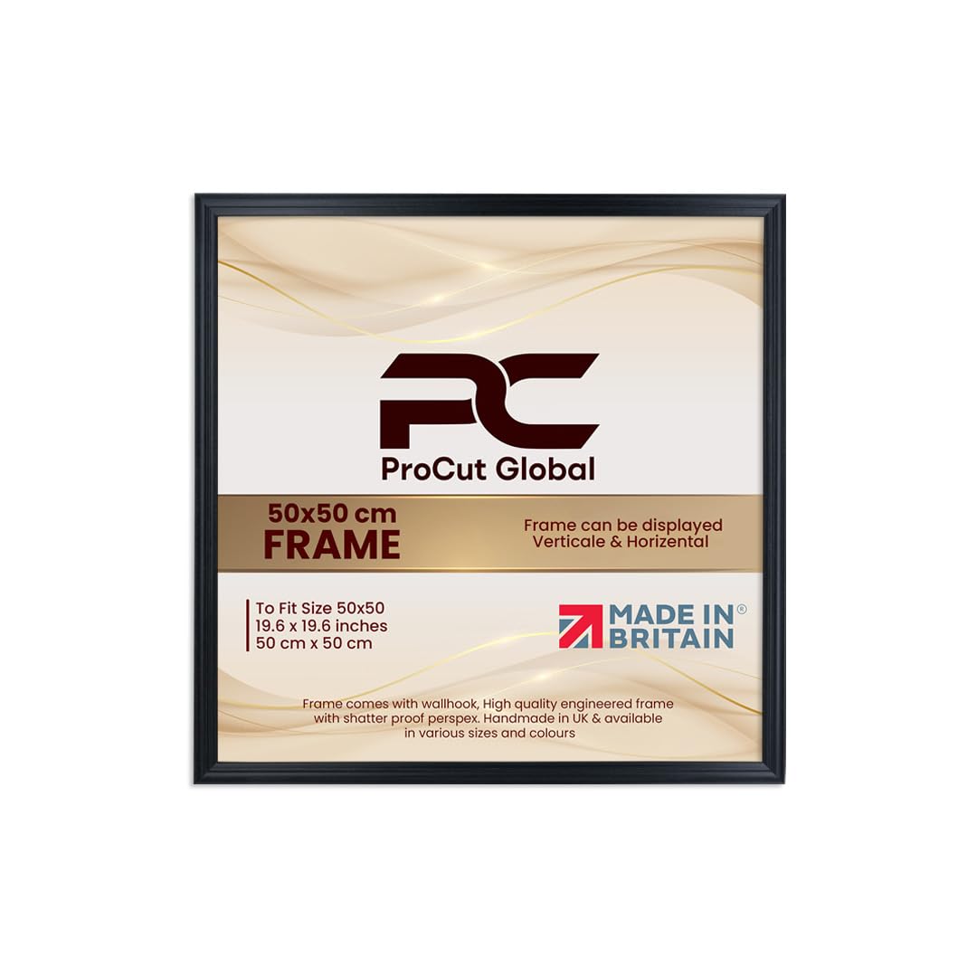 Procut Global 50x50CM Gold Picture Frames - Classic Wooden Photo Frame with Shatterproof Perspex for Wall or Tabletop - Perfect for Posters, Certificates & Prints - Sizes & Colors Available