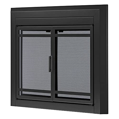 Image of UniFlame Kendall, Cabinet-Style Fireplace Doors, Color: Black, Size: Small