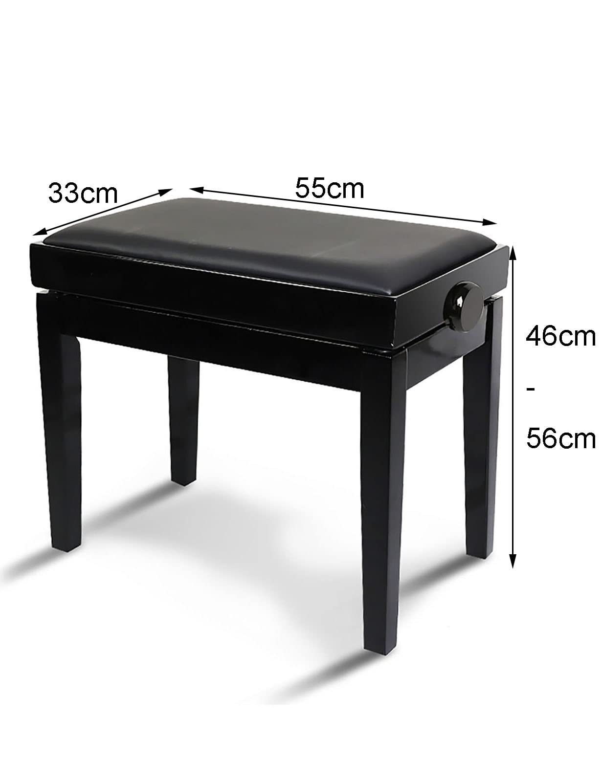 Panca imbottita per pianoforte con altezza regolabile (10 cm) e sollevamento idraulico automatico 55 x 33 x 46 56 cm (nero)