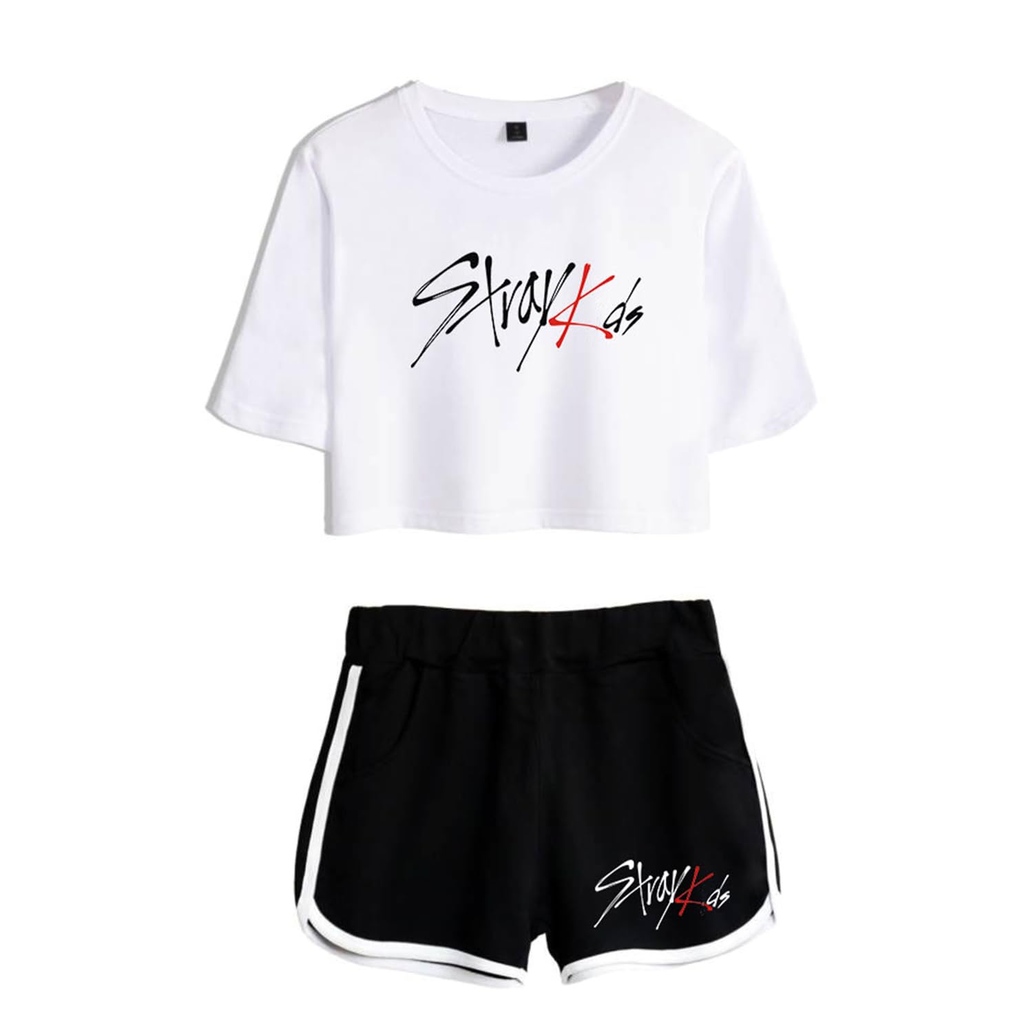 Xkpopfans SKZ Support Shirt + Hot Pants Set Woojin Felix Shorts T-Shirt Set