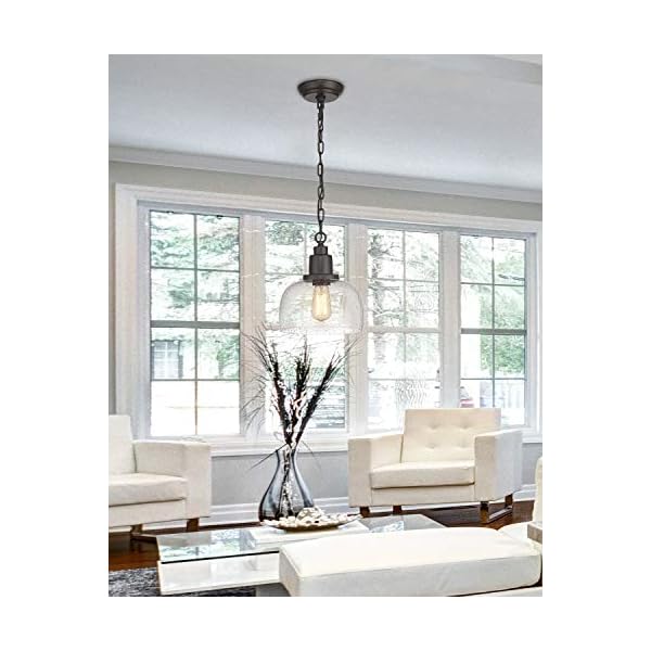   EAPUDUN-Modern-Farmhouse-Pendant-Light-1-Light-Industrial-Hanging-Light-Fixture-Oil-Rubbed-Bronze-Finish-with-93-inch-Seeded-Glass-Shade-PDA1127-ORB