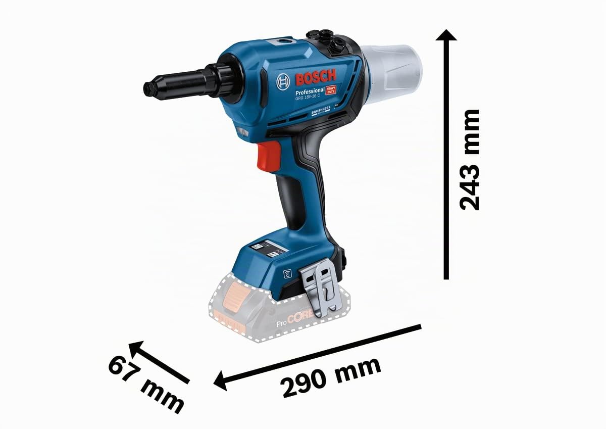 Bosch Professional 18V System riveteuse sans-fil GRG 18V-16 C (force de traction max. 16 000 N, course de 25 mm)