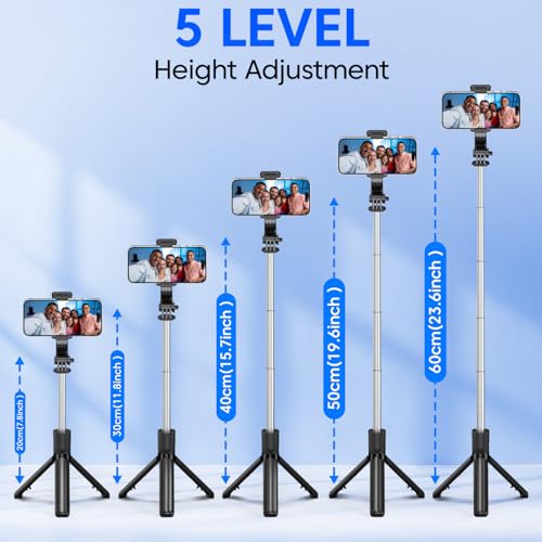 Image of Sounce 3-in-1 Foldable Tripod Selfie Stick with Detachable Wireless Remote | Lightweight & Portable Phone Tripod | Compatible with iPhone & Android Smartphones | for Vlogging, Selfies & Photography