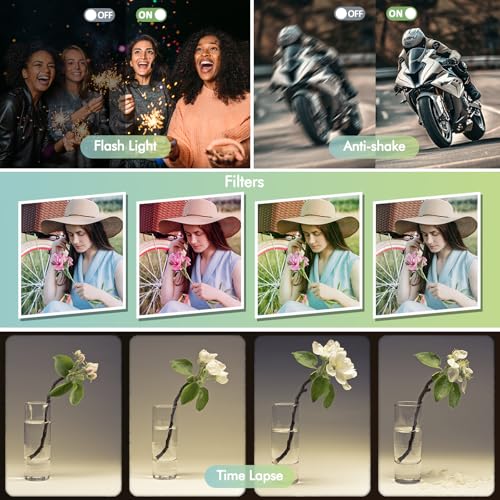 4K Digital Camera for Photography, 48MP Autofocus Vlogging Camera with Dual Camera, Flash, Anti-Shake, 16X Digital Zoom Point and Shoot Camera for Teens Boys Girls - Image 8