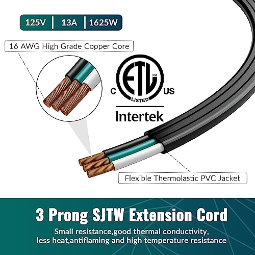 Elecan ELPC-F-16AWG-12FT Flat Plug Extension Cord 12 Ft thumb #4