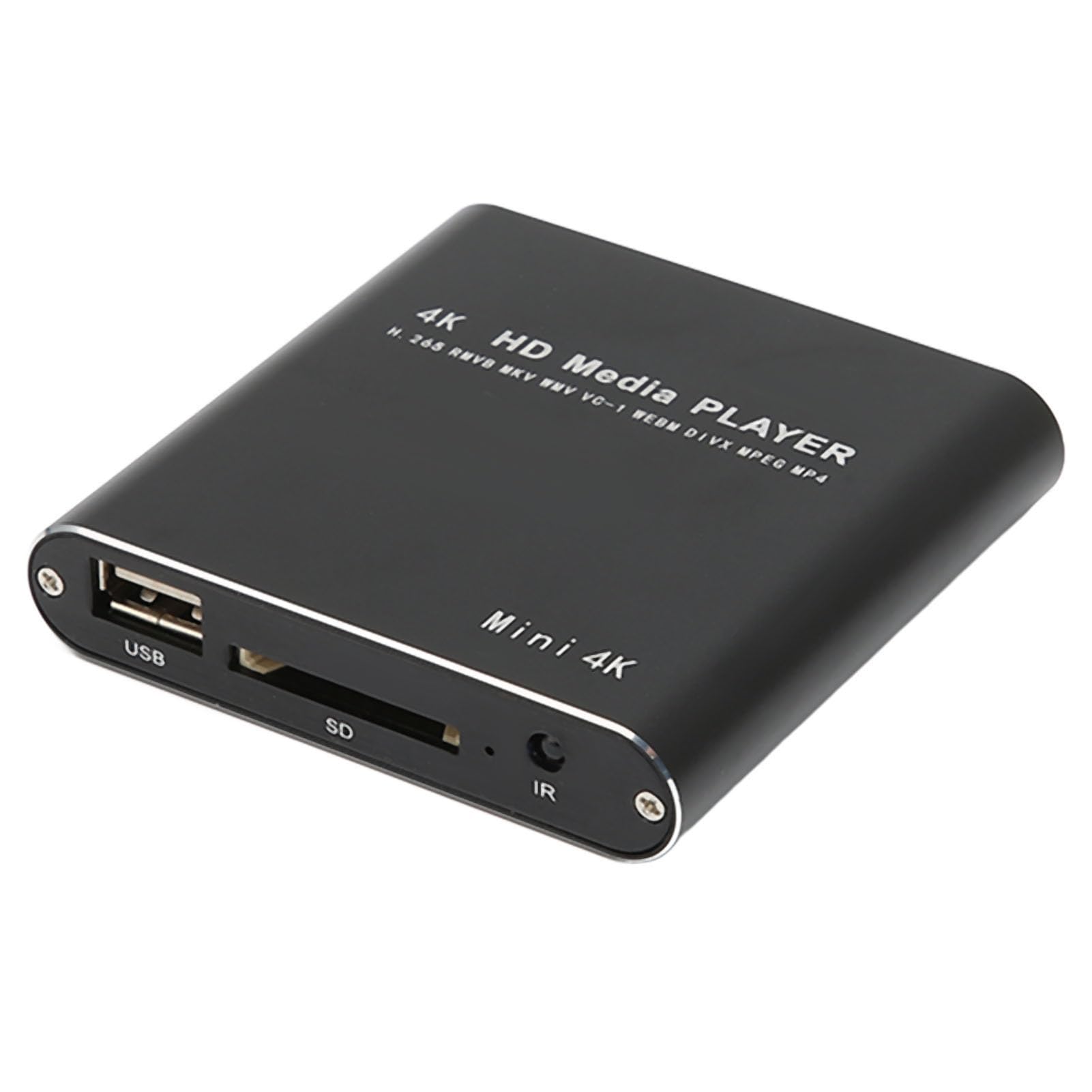 4K HD Video Player with Multi Format Support | 3840x2160 Resolution | Built in 4GB Storage | HDMI, AV, USB, and SD Card Compatibility | Auto Playback & Multi Subtitles (US Plug)