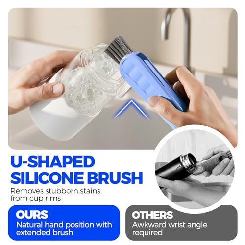 Image of Holikme 6 Pack 4 in 1 Cup Lid Cleaning Brush 3 Straws Bottle Brush,Carrot | 4 in 1 Cup Lid Cleaning Brush Multifunctional Bottle Brush, Silicone Cup Lid Gap Cleaner, Bristle Crevice Cleaning Brush
