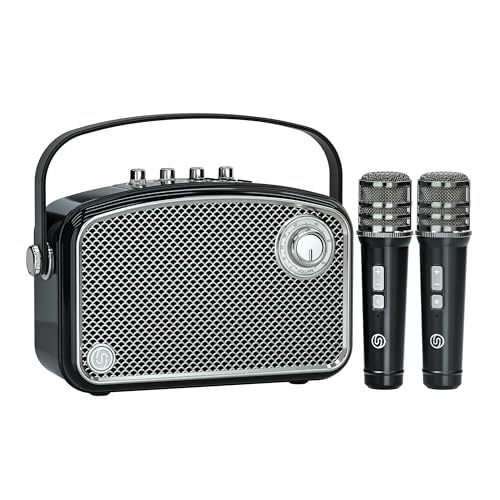 SUPNIU Amplificador de Voz 120W Máx con 2 Micrófonos UHF, Altavoz Bluetooth con Ajuste de Graves/Agudos/Eco, Sistema PA Portátil, Máquina de Karaoke para Adultos, Profesores, Oratoria y Eventos