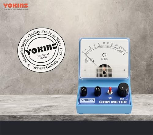 Image of YOKINS Portable Desktop Type Analog Ohm Meter 100 Ohms, Battery Operated, Blue Color